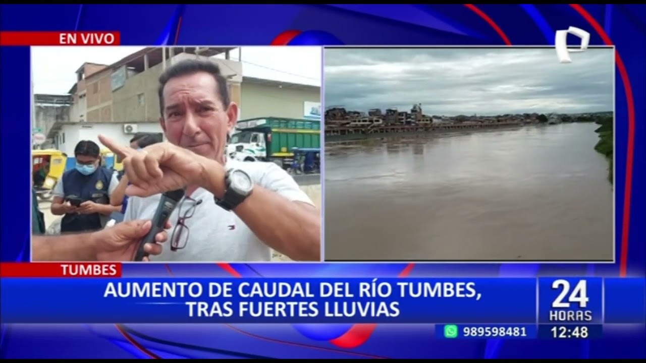 Tumbes: crece temor ante peligroso incremento de caudal del río