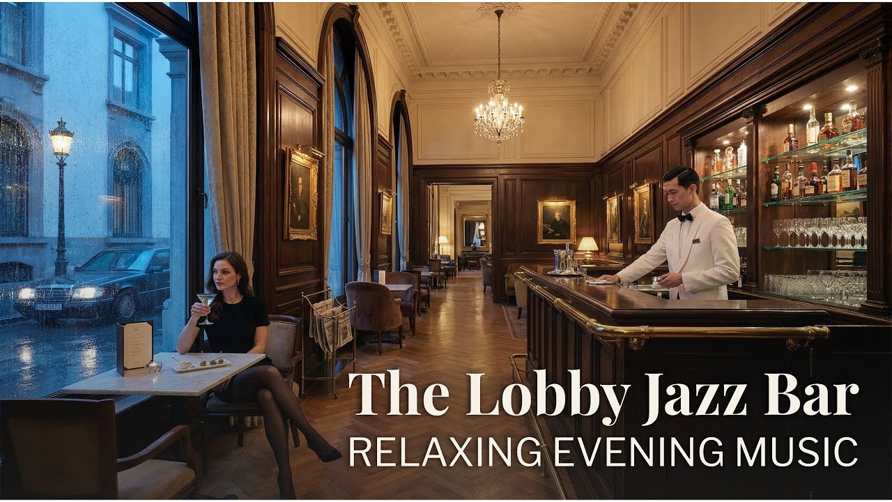Evening Smooth Jazz at The Lobby | Rainy Hotel Ambience