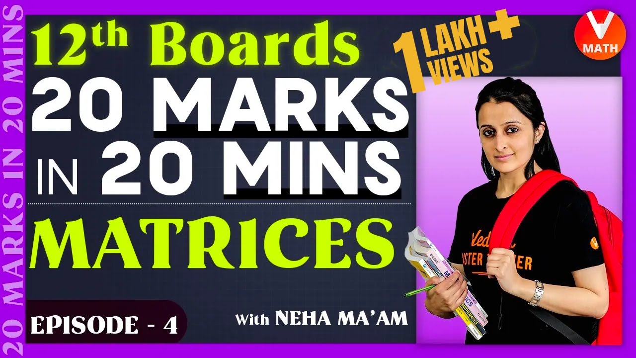 Matrices Objective Questions and Answers | 20 Marks in 20 Mins | Neha Agrawal Ma'am | Vedantu Math
