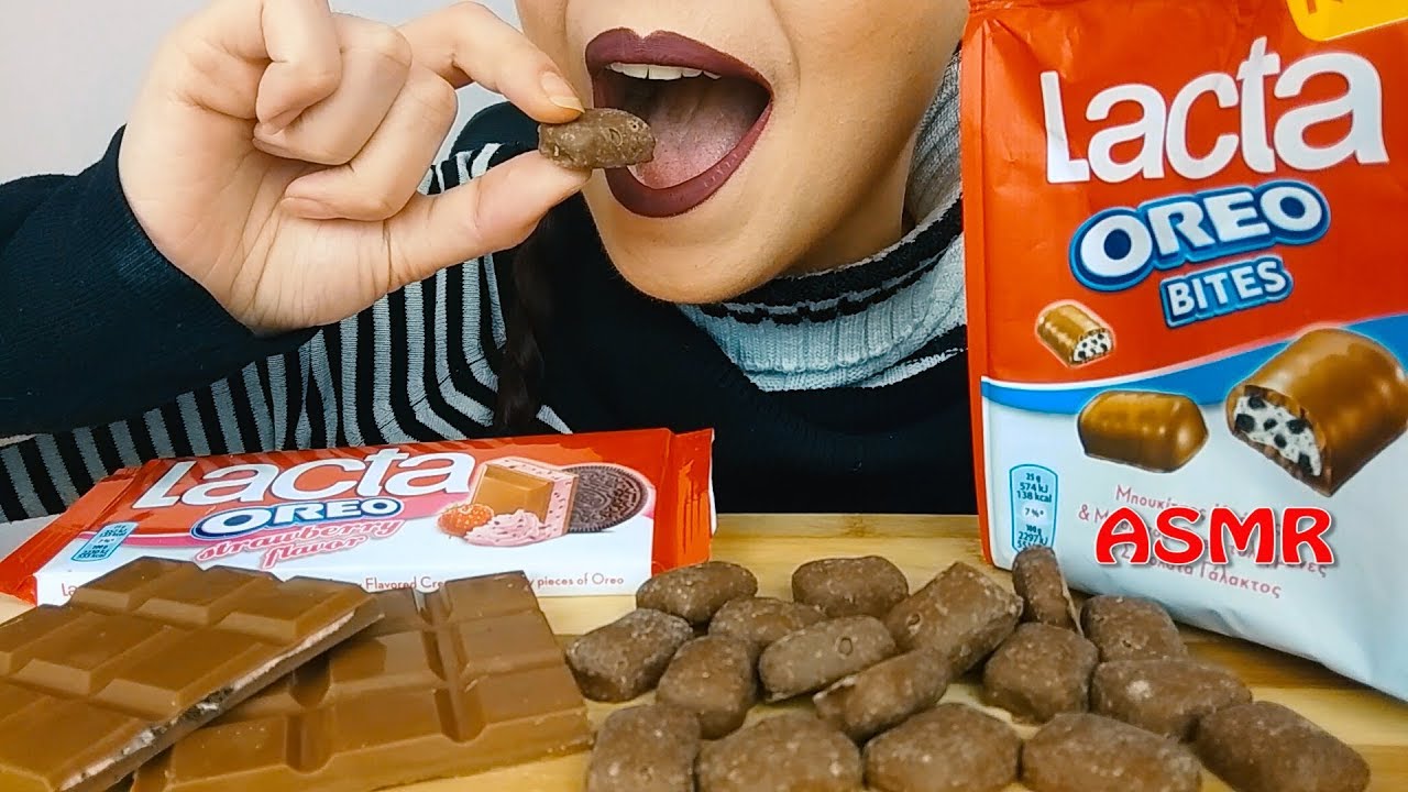 ASMR Dessert: Lacta Oreo Strawberry Chocolate Bar & Lacta Oreo Bites | No Talking