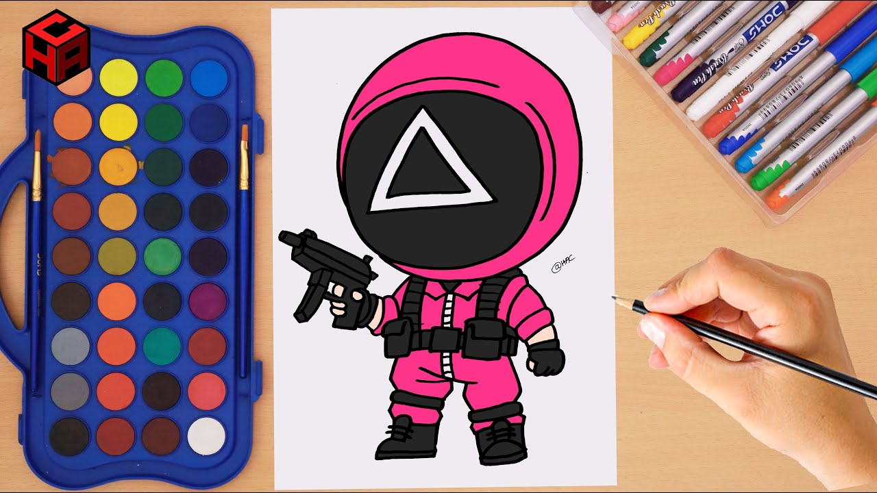 How to draw Squid Game Triangle guard | Squid Game Season 2