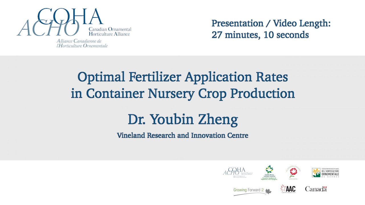 Optimal Fertilizer Application Rates - Dr. Youbin Zheng