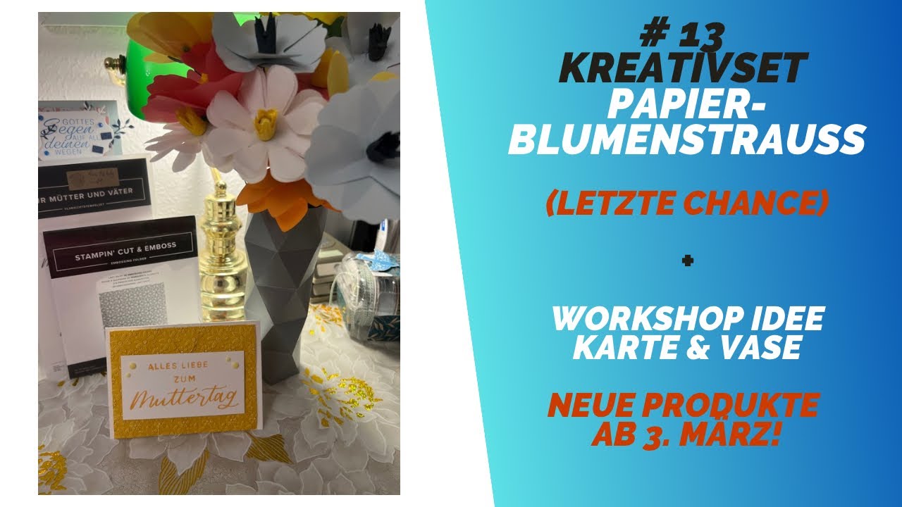 🌸 Kreativworkshop Idee: Papier-Blumenstrauss, Muttertagskarte & passende Vase selbst gestalten 🌸