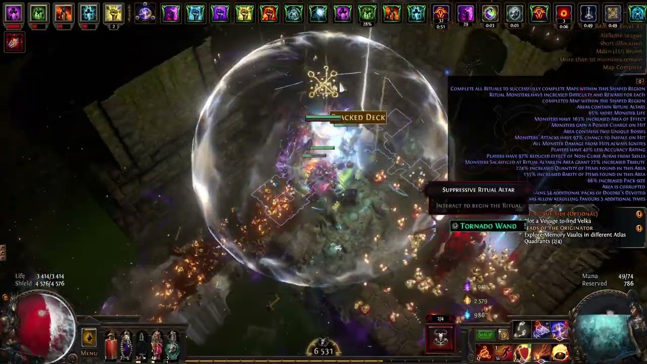 3.29 Penance Brand Ignite Elementalist 1week  setup vs t16 8 mod stacked deck ritual farm