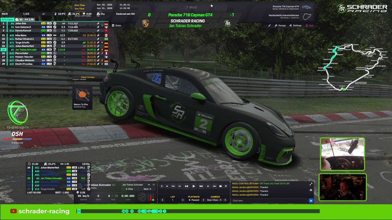 #iracing 2025 I Schrader Racing I Porsche 718 Cayman GT4 I Nordschleife I P24 (Startgrid P6)#tsshop