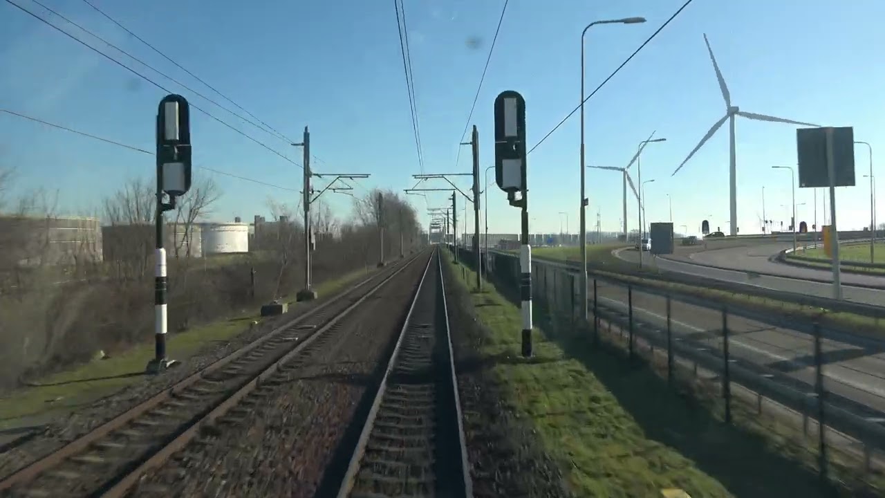 Train cab ride; Maasvlakte West West side yard-Waalhaven Zuid yard (20250201)