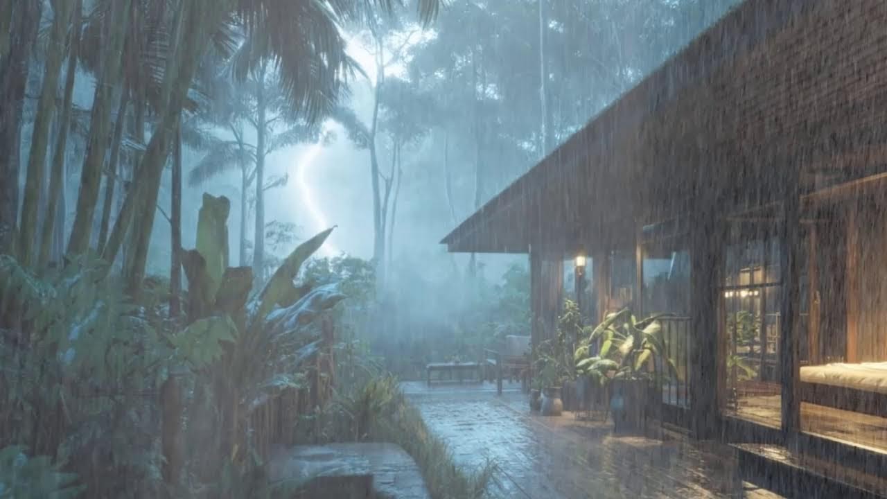 Relaxing Rainstorm Ambience for Sleep & Study - Fall Asleep Fast Tonight