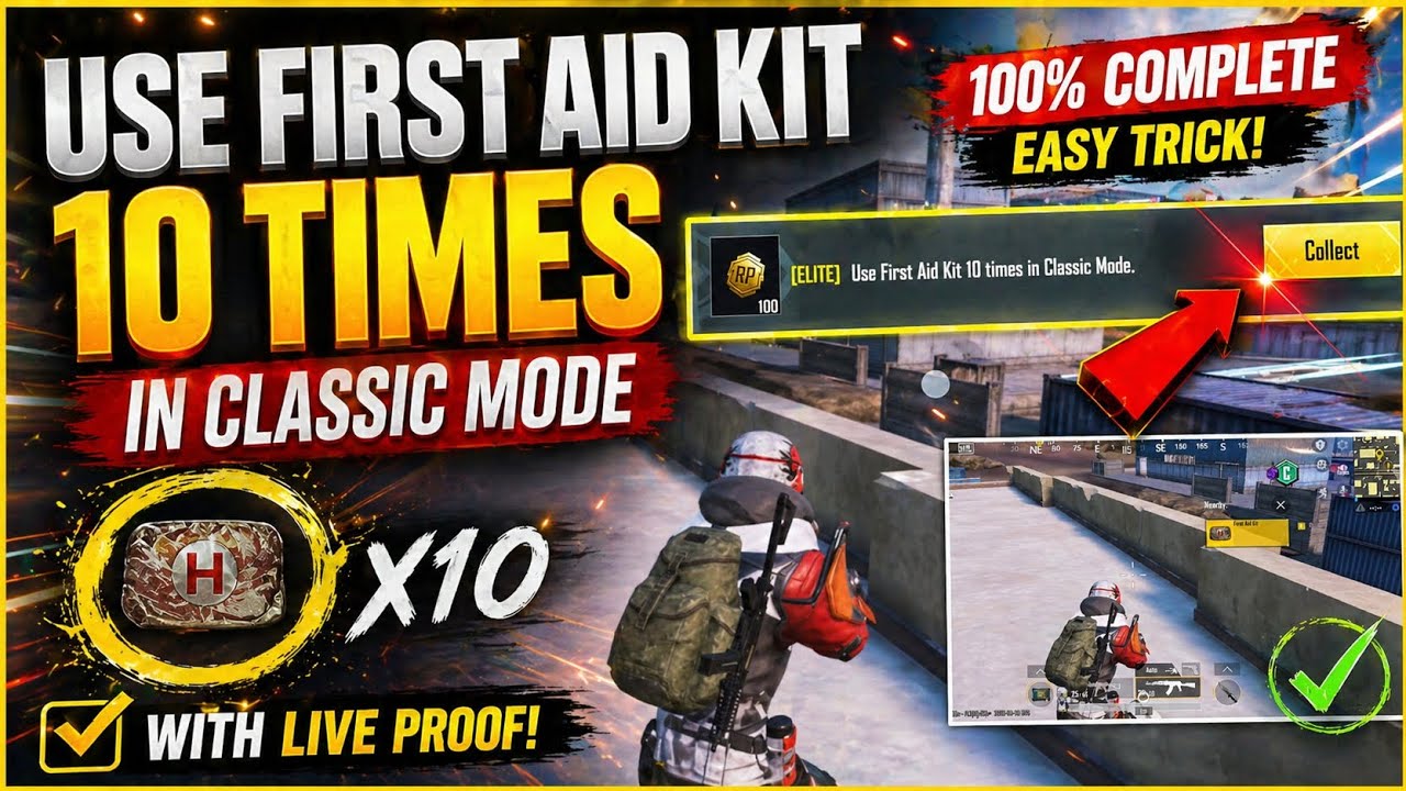 Use First Aid Kit 10 Times In Classic Mode | Easy Trick | RP Mission | BGMI | #pubg #bgmi #rpmission