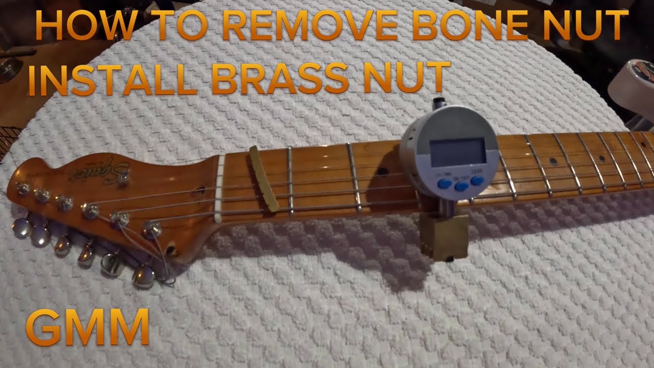 How To DIY Remove Bone Nut & Install Brass Nut on Guitar Fender Squier Telecaster or Stratocaster