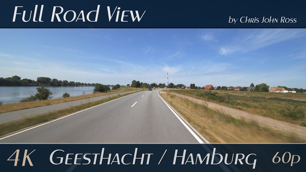 Geesthacht, Hamburg, Germany: Borghorster Elbdeich, Altengammer Hauptdeich - 4K (UHD/2160p/60p)