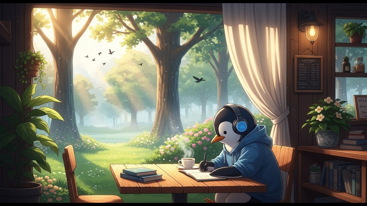 Cozy Cafe Writing with Lofi Penguin ☕ Creative Flow Music