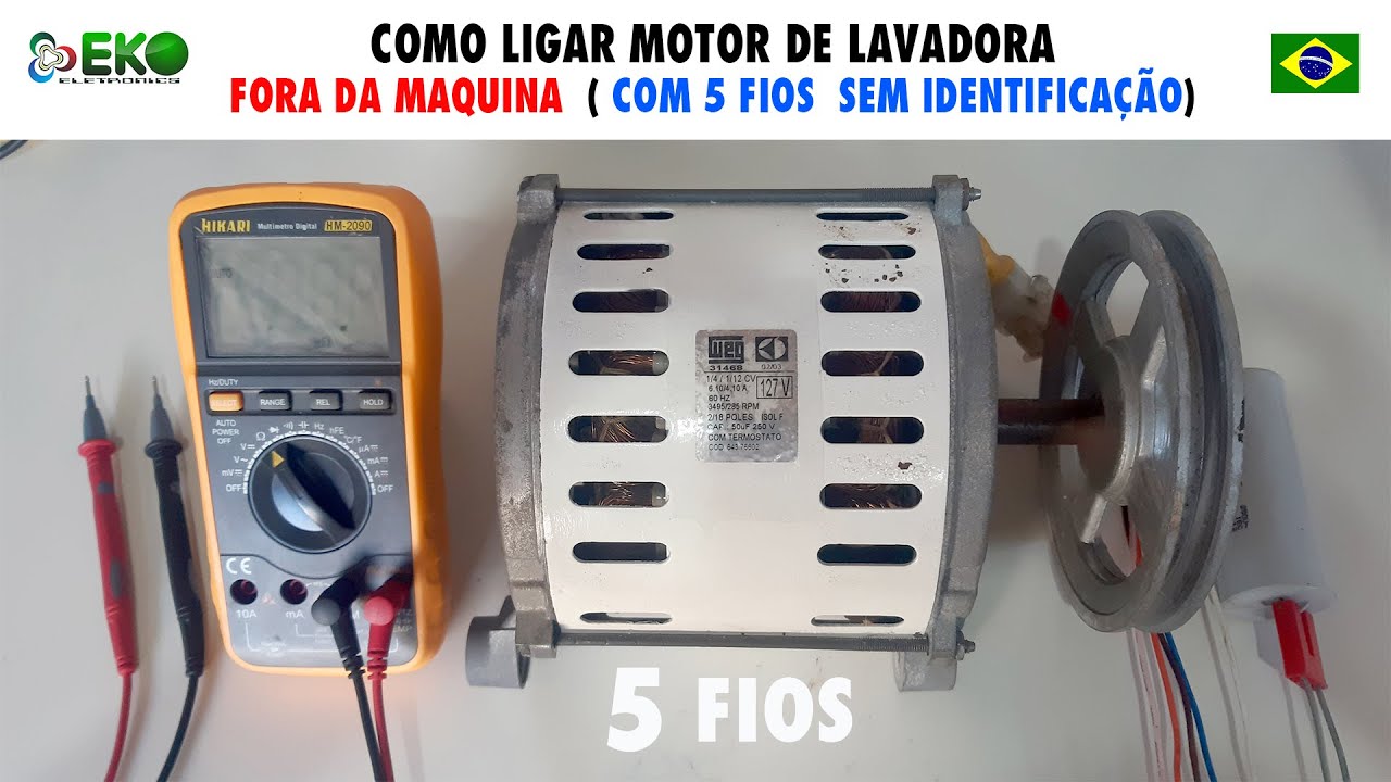 COMO LIGAR MOTOR DE LAVADORA 5 FIOS  Identificar os Fios