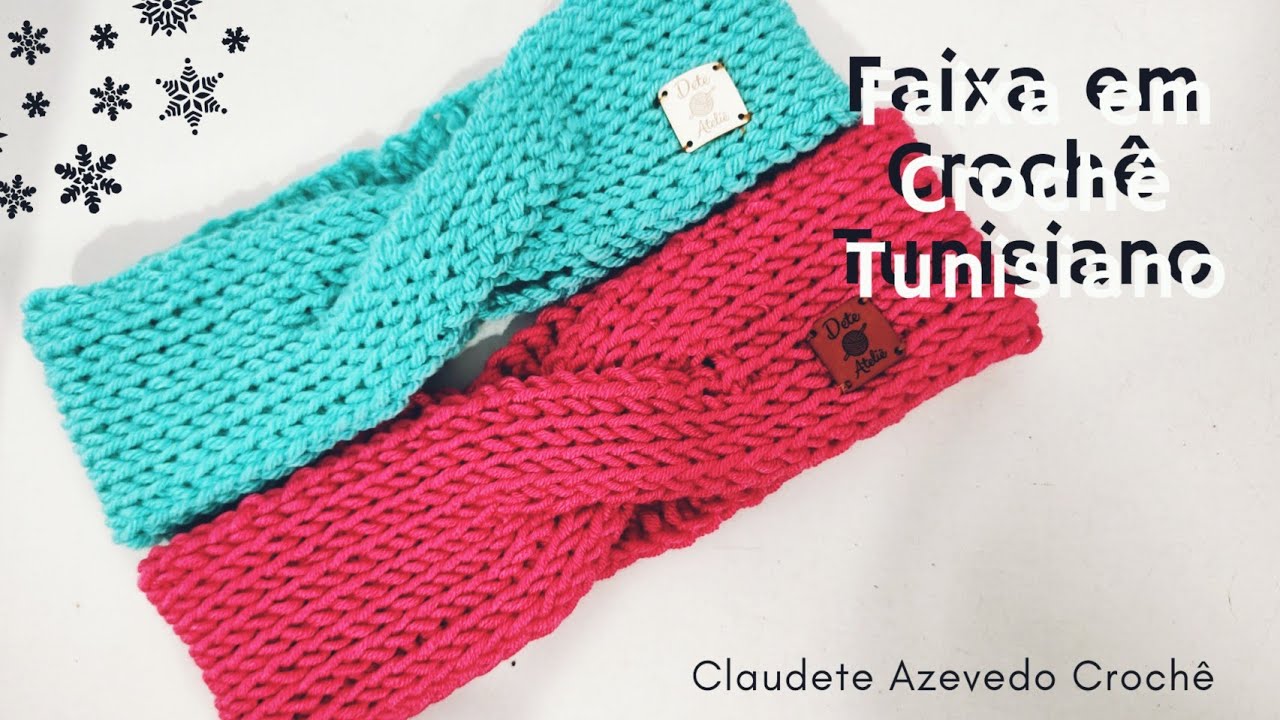 Faixa para cabelo em Crochê Tunisiano (modelo cruzado)