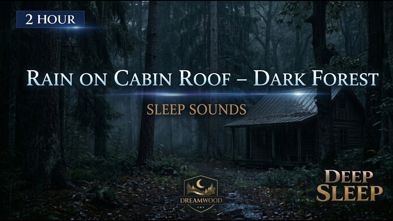 Rain on Cabin Roof – Dark Forest – Sleep Sounds (2 Hour)– Deep Sleep ASMR(Dark Screen)