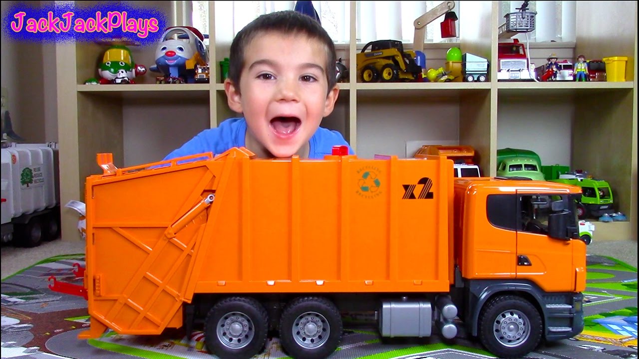 Bruder Scania Garbage Truck Surprise Toy UNBOXING | Playing Recycling | JackJackPlays