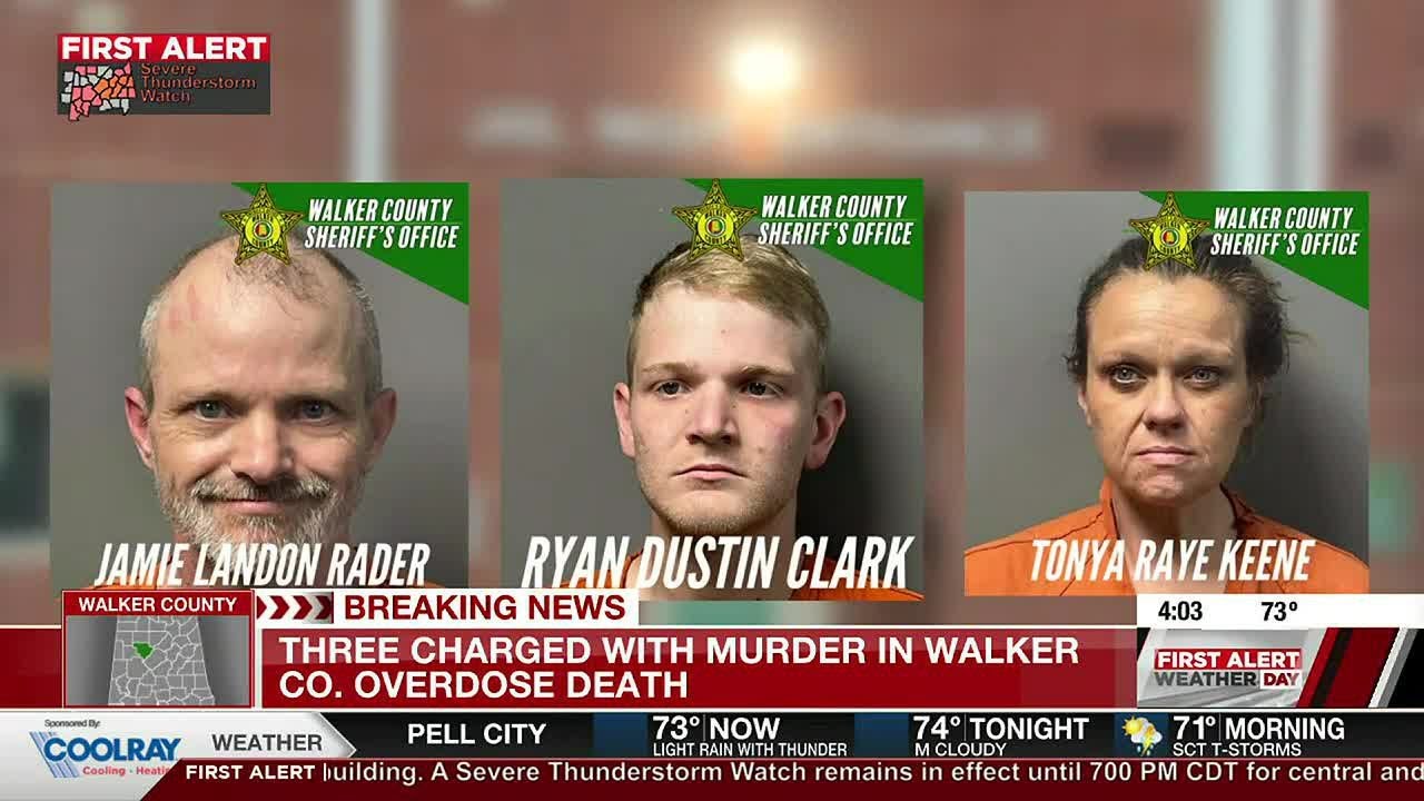 3 charged with murder in Walker Co. overdose death