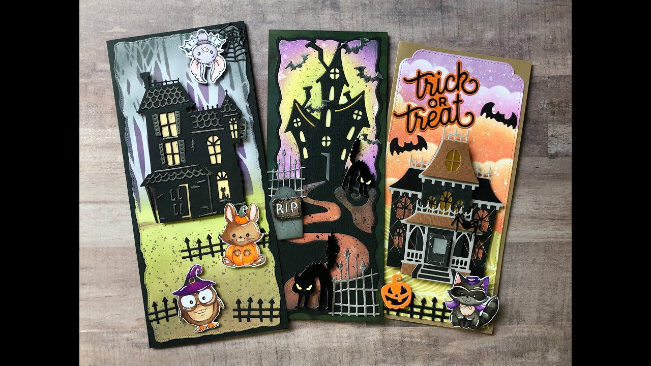 Slimline Halloween Cards | Using House Dies!!!