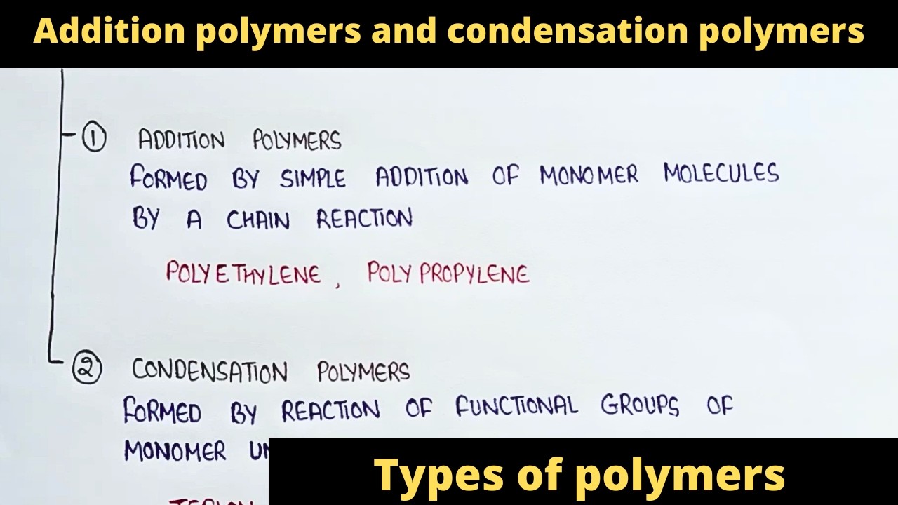 Addition polymers and condensation polymers | polymers on mode of formation| types of polymers