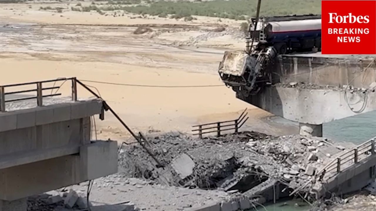 Footage Shows Aftermath Of Strike On A Bridge In Hormozgan Province, Iran