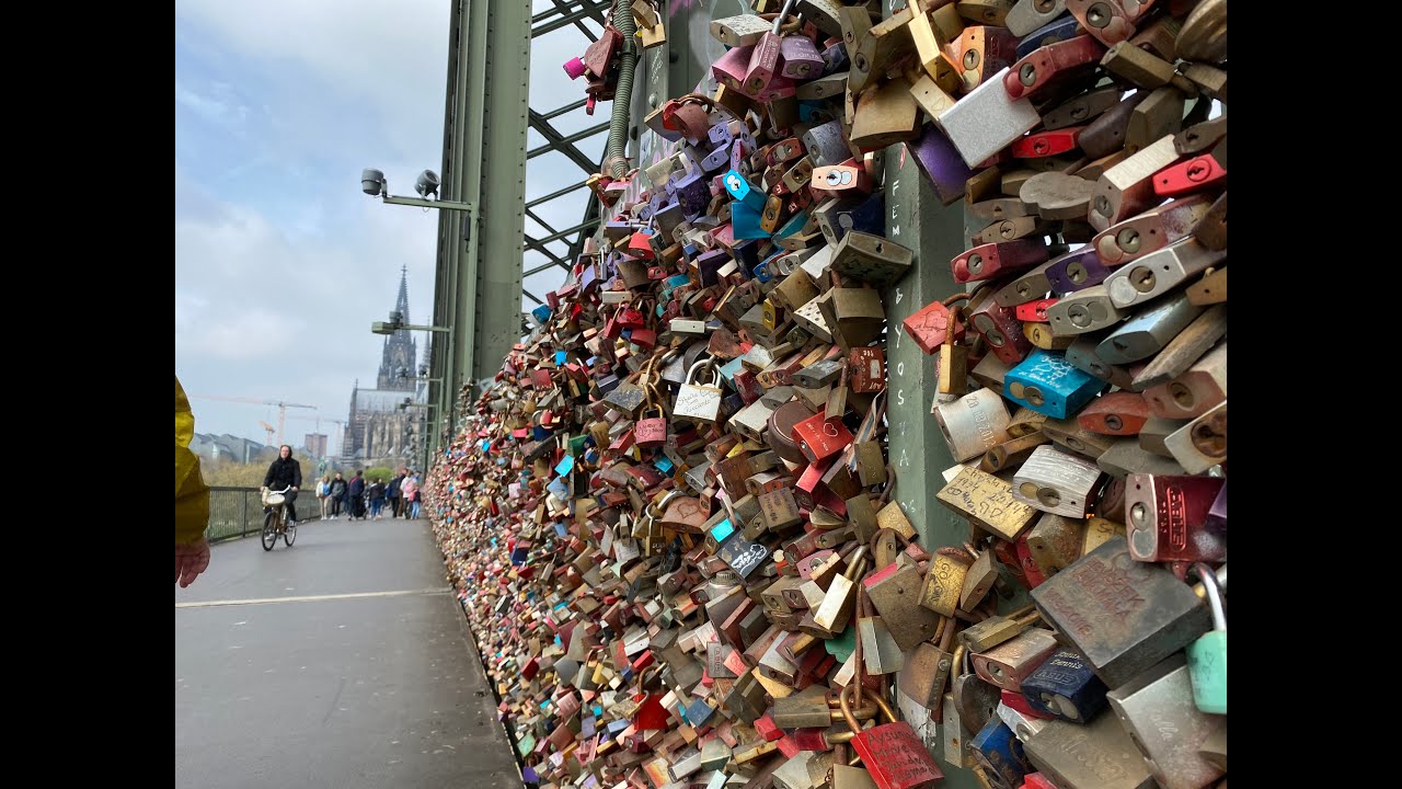 Love Lock Bridge in 4K | Hohenzollern bridge | Cologne | Köln Tour | Rhine River