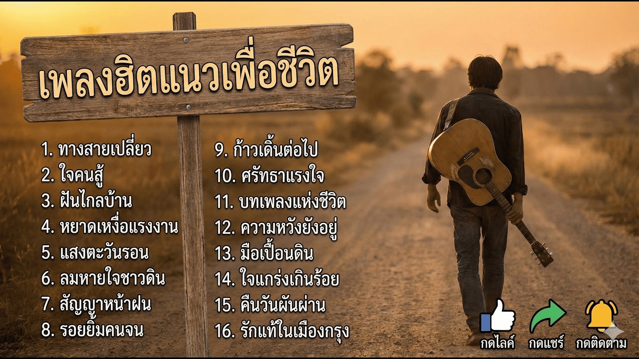 เพลงฮิตแนวเพื่อชีวิต 2026 ฟังยาวๆ เพลินๆแบบไม่มีโฆษณาคั่น