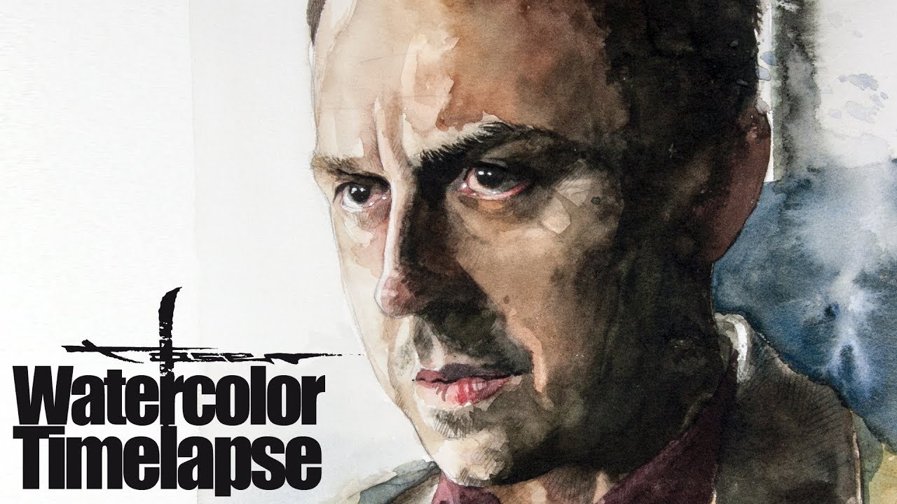 Watercolor [Speed painting - Timelapse] Portrait - Giovanni Ribisi - Sneaky Pete