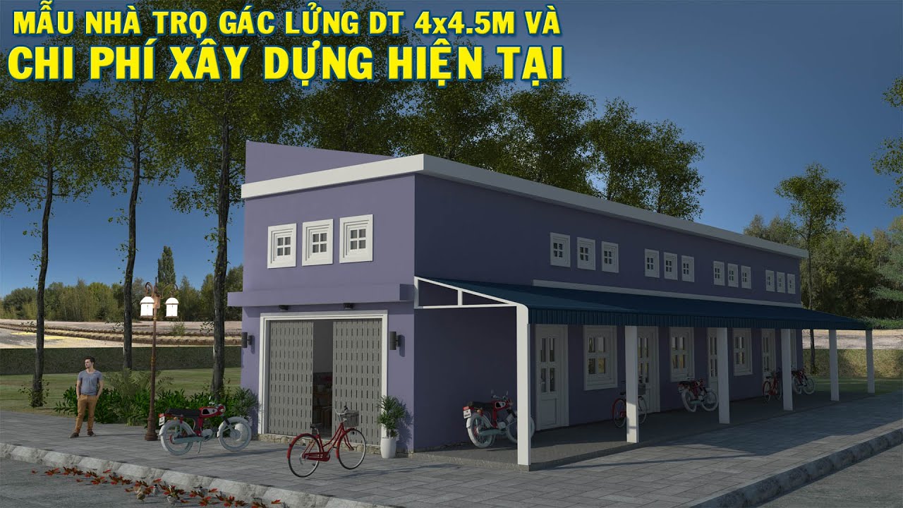 Mẫu nhà trọ gác lửng DT 4x4.5m và chi phí xây dựng thời điểm hiện tại gởi đến mọi người tham khảo