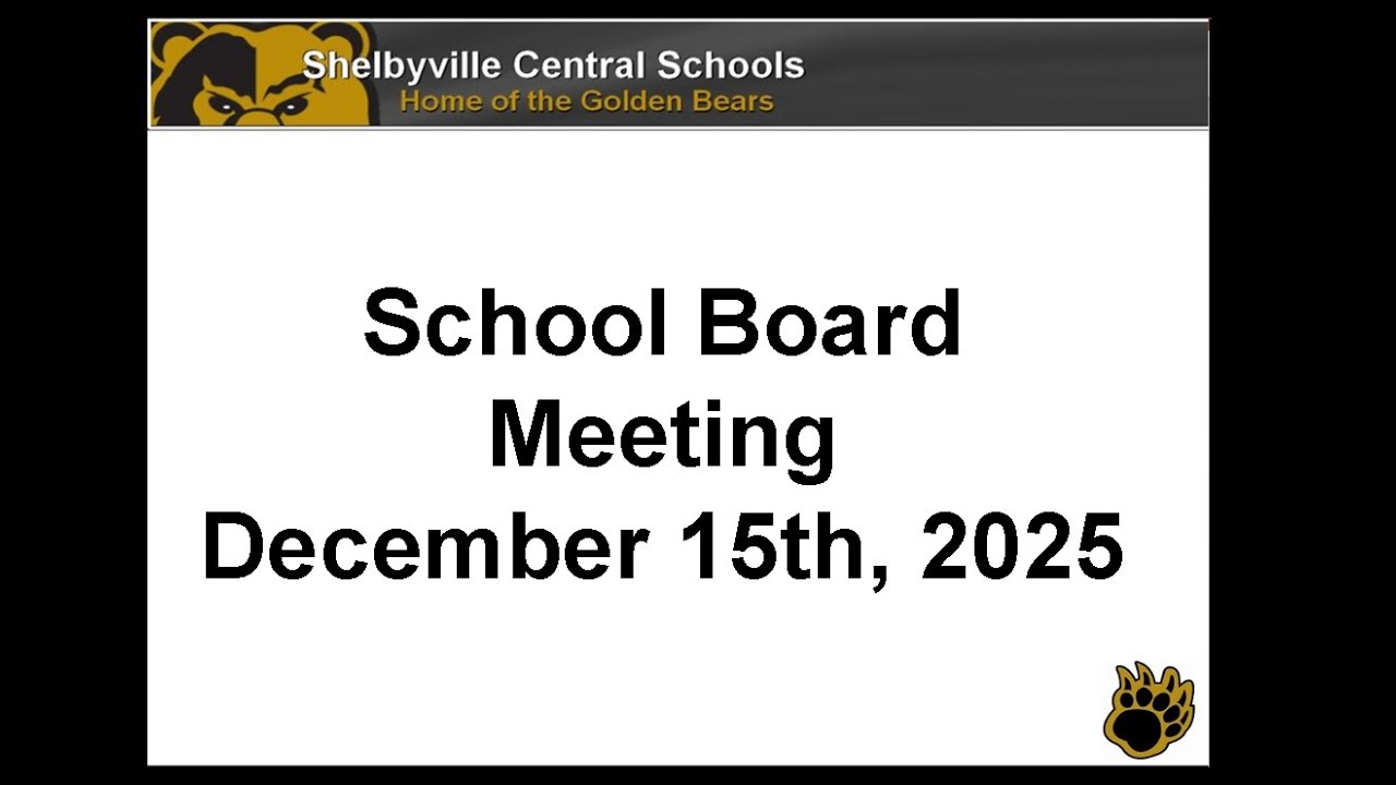 SCS School Board Meeting December 15, 2025 Shelbyville, Indiana