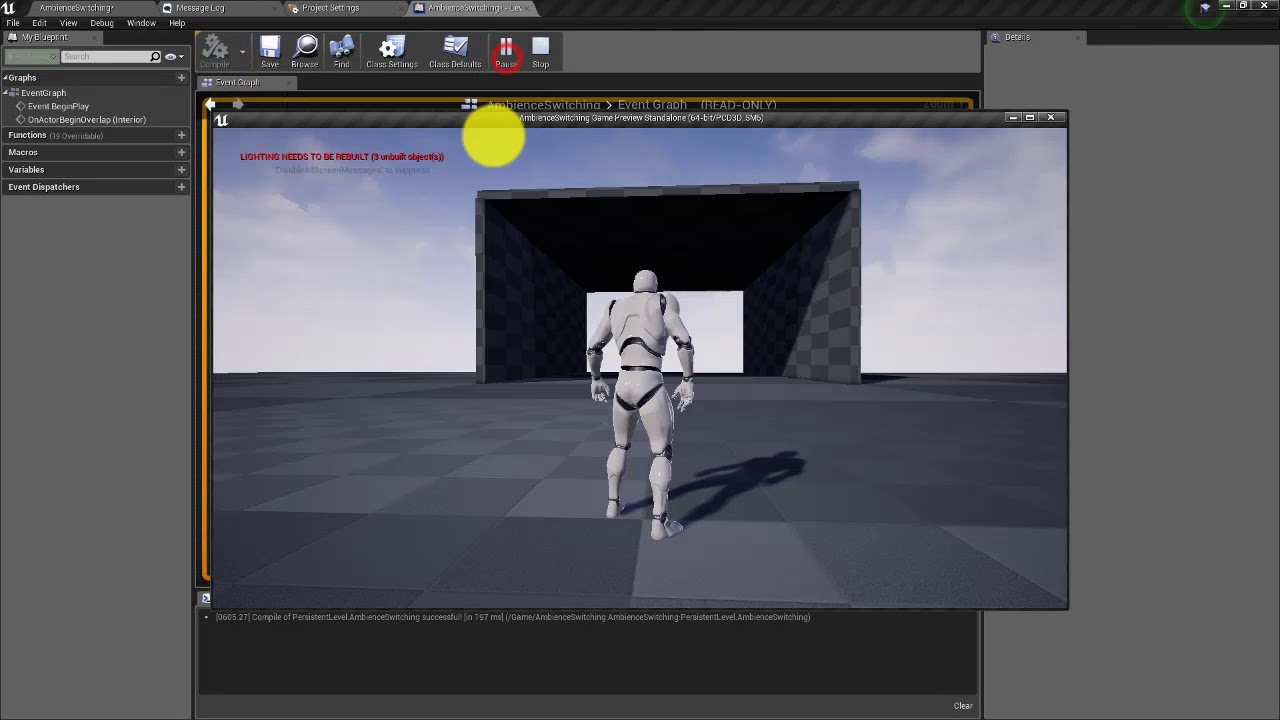 UE4 + FMOD Switching Ambient Audio Using Trigger Volumes