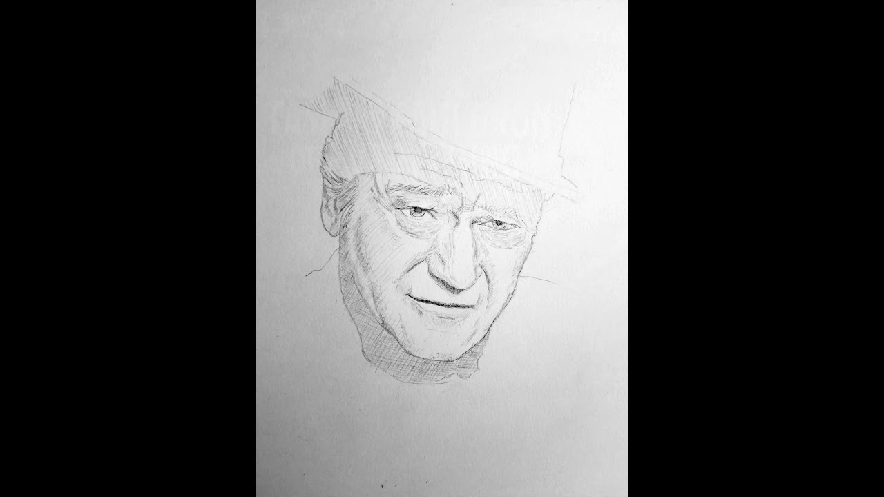 Drawing John Wayne beginning.