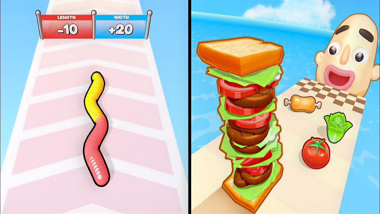 Sandwich Runner vs Gummy Worm Go - Max Levels Unlocked Speedrun Gameplay