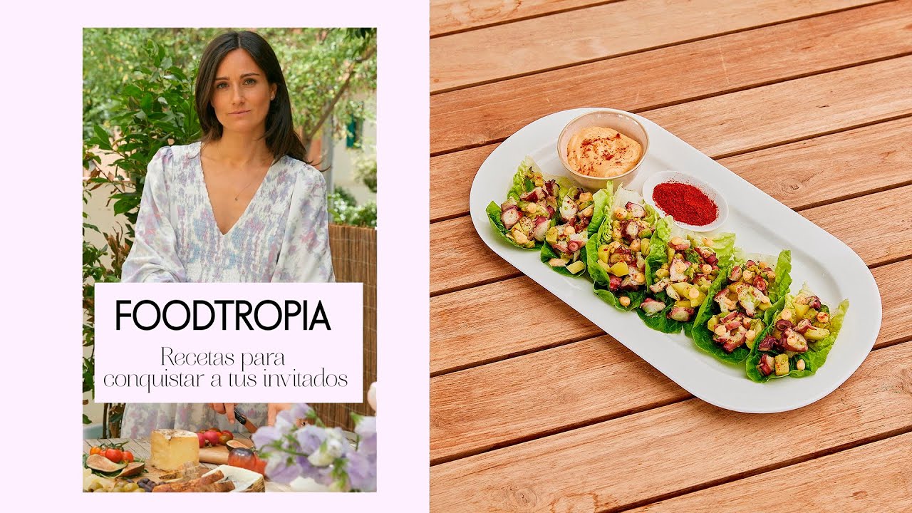 Tacos de pulpo en cogollos de lechuga con mayonesa picante por Foodtropia | Elle Gourmet España