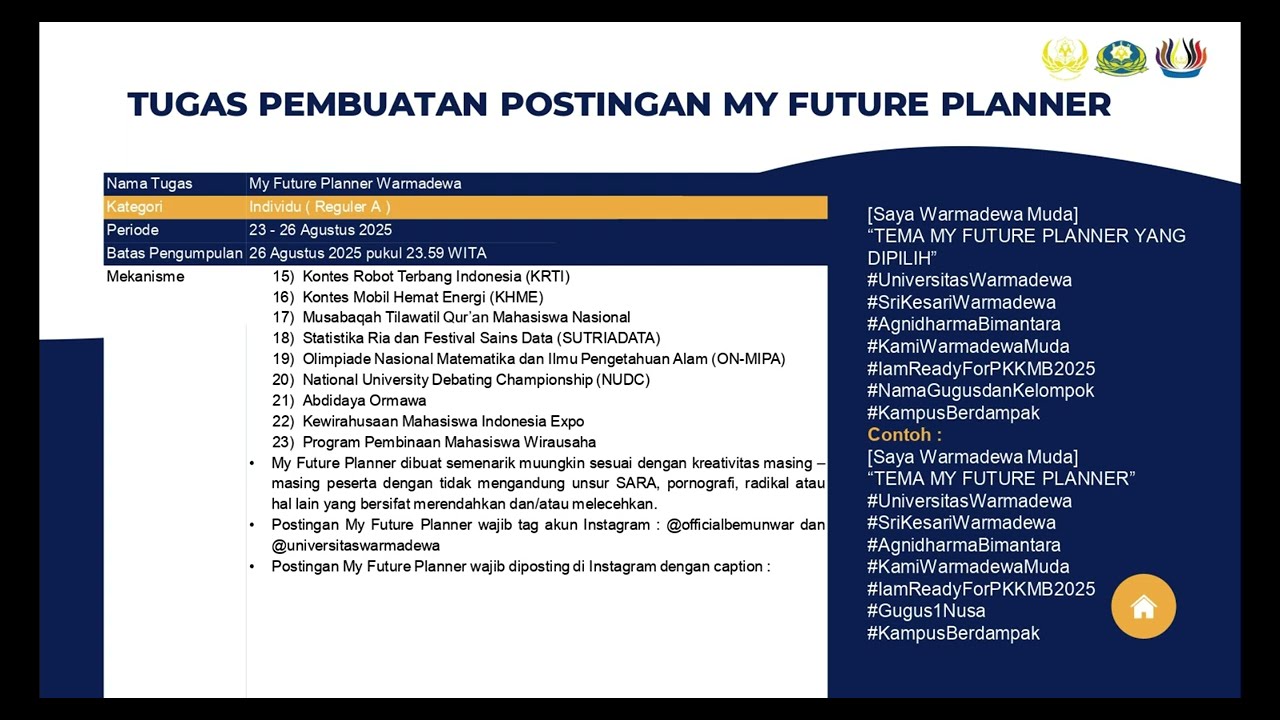TATA TERTIB PKKMB UNIVERSITAS WARMADEWA TAHUN 2025