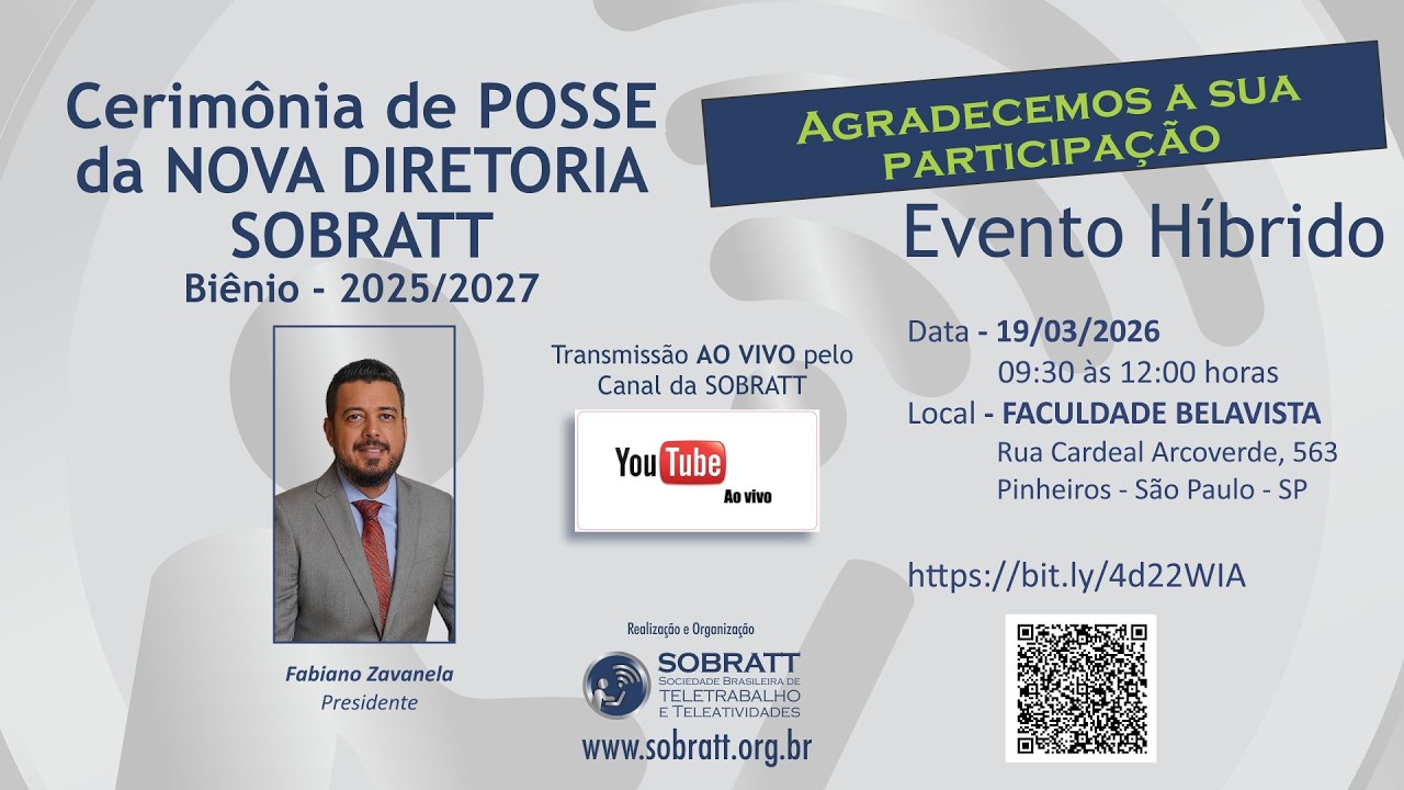 Posse Nova Diretória SOBRATT - Sociedade Brasileira de Teletrabalho e Teleatividades