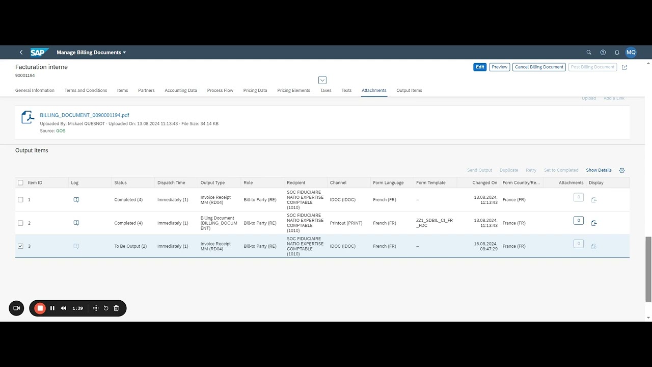 Intercompany Billing using RD04 Output in SAP