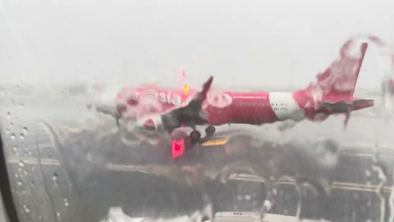 Airasia Airbus A320neo pushback, startup and takeoff from Kuala Lumpur International Airport
