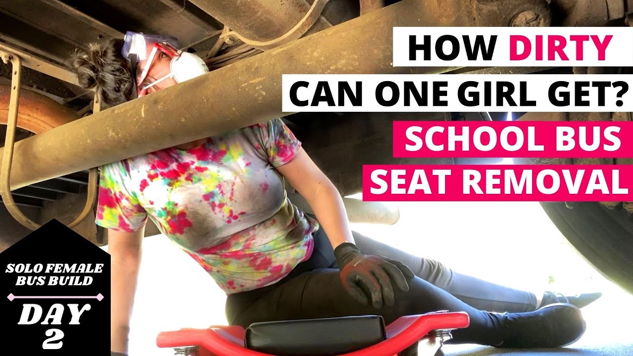 Day 2 - Removing School Bus Seats By Myself | Solo Skoolie Conversion Day 2