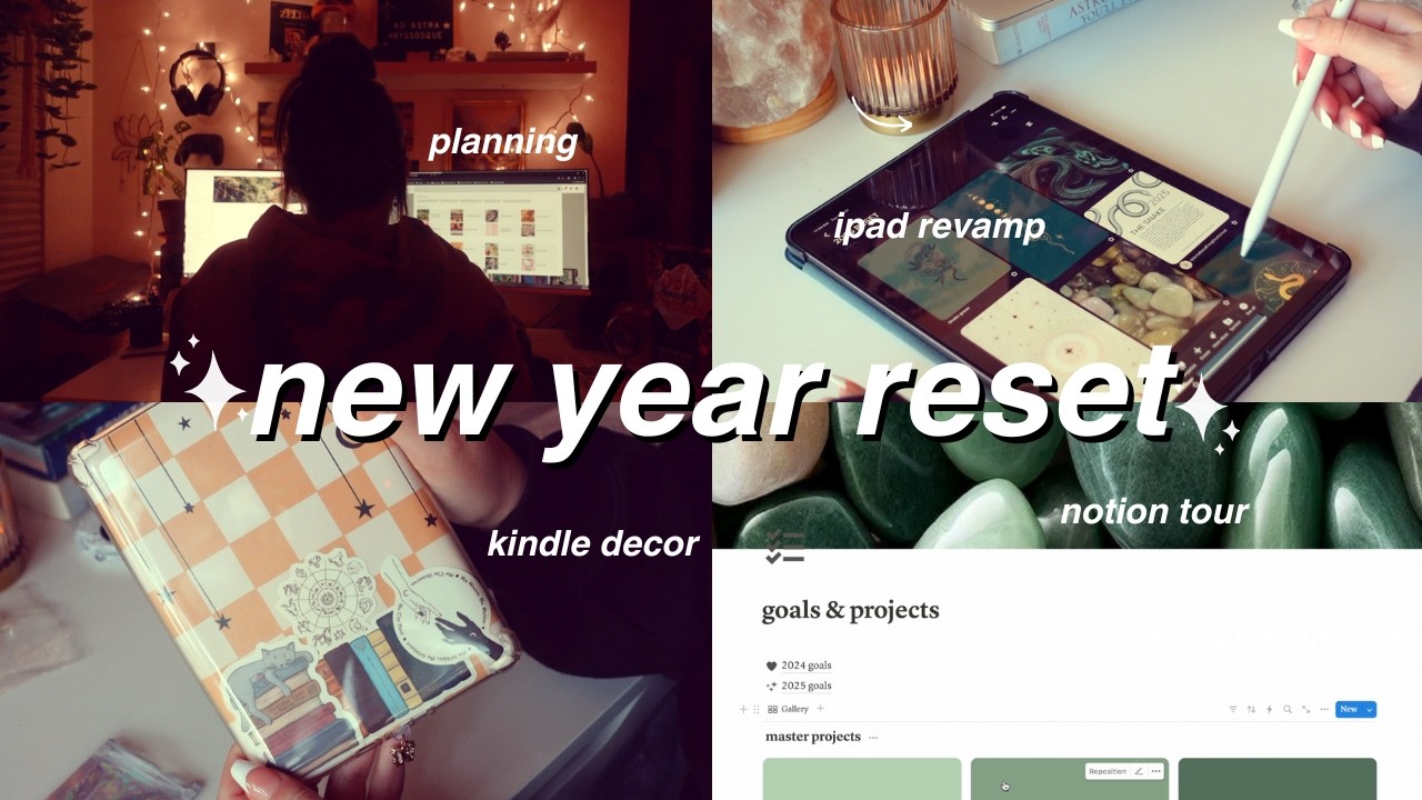 a new year reset ✨ ipad & kindle revamp, digital planners, notion setup, goal setting