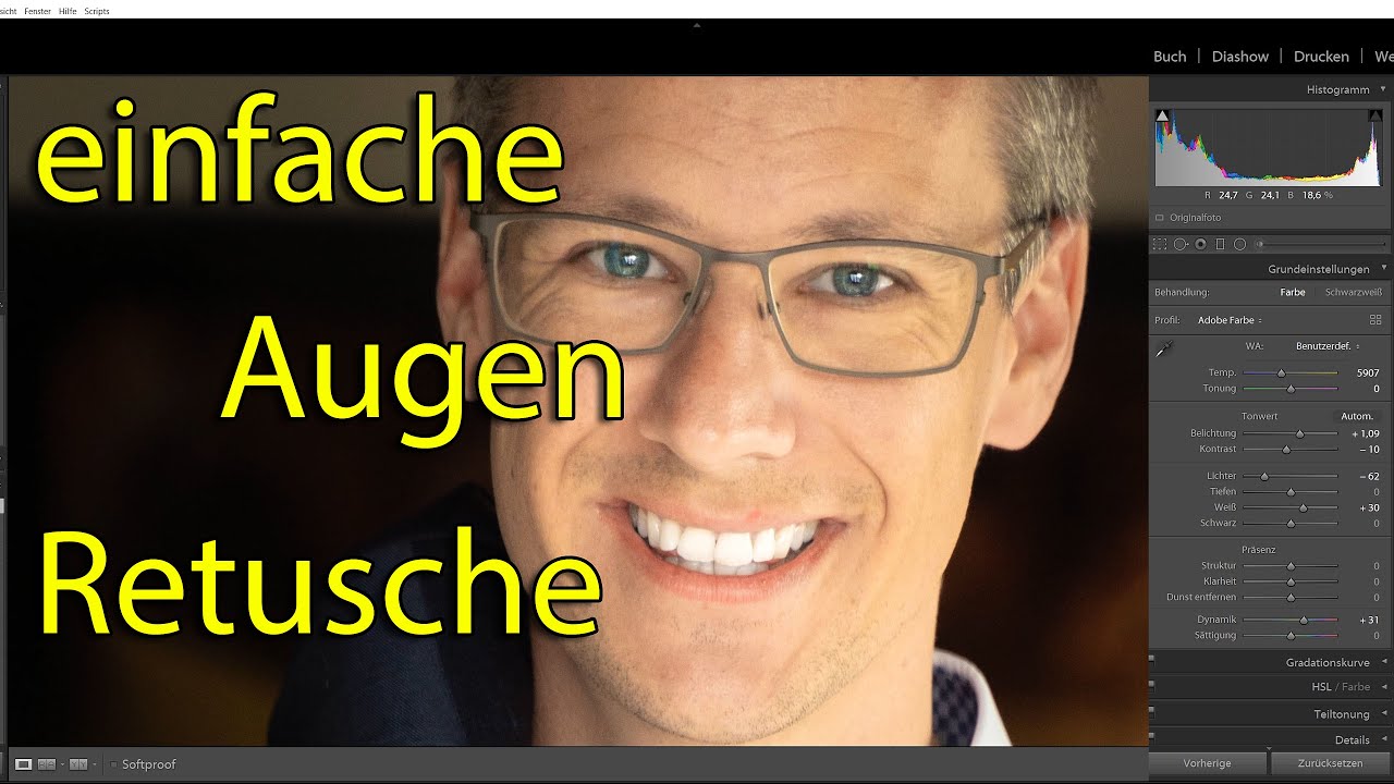 Augen ganz einfach lebendiger retuschieren 🙄 mit Lightroom und co | Deutsch