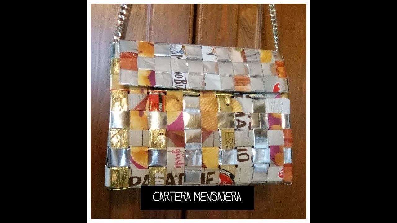 Como hacer bolso de sabritas/carteras/con bolsas de sabritas/Cartera mensajera con bosas de papitas