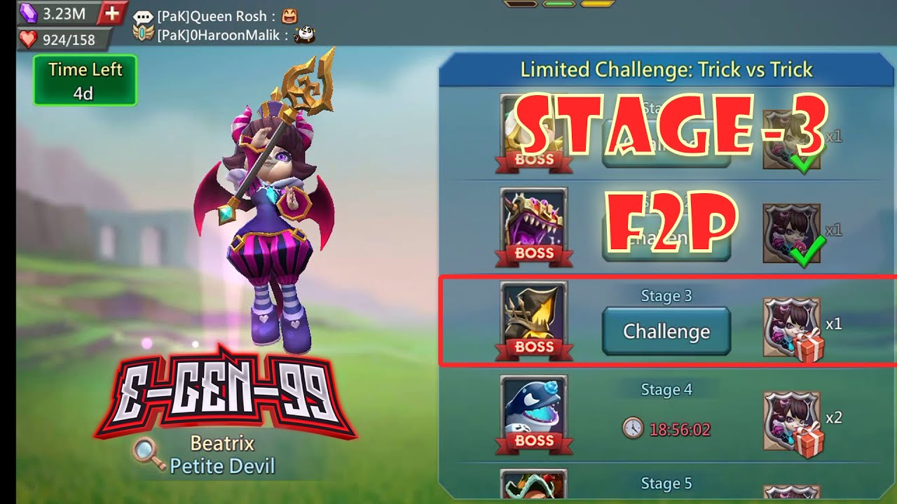 Lords Mobile limited challenge trick vs trick stage 3 Petite Devil challenge stage 3