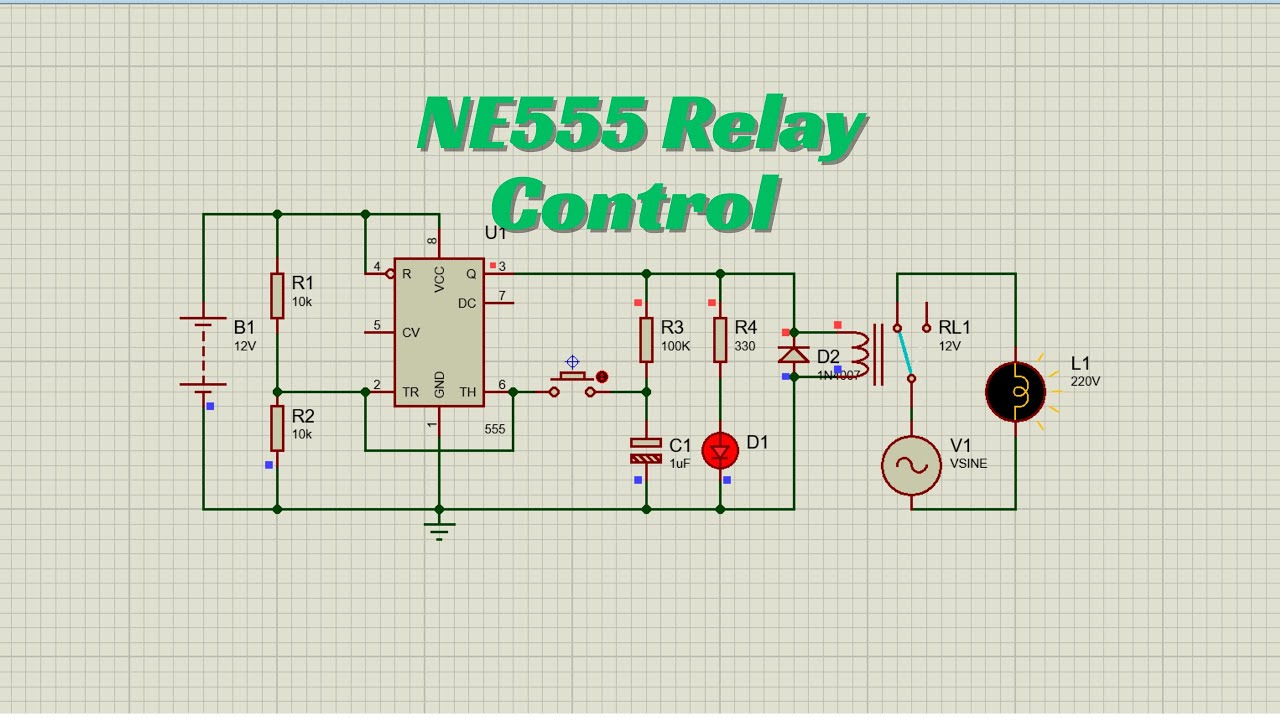 How to Control a Relay Using a Push-Button and NE555 Timer in Proteus | Simple On/Off Circuit