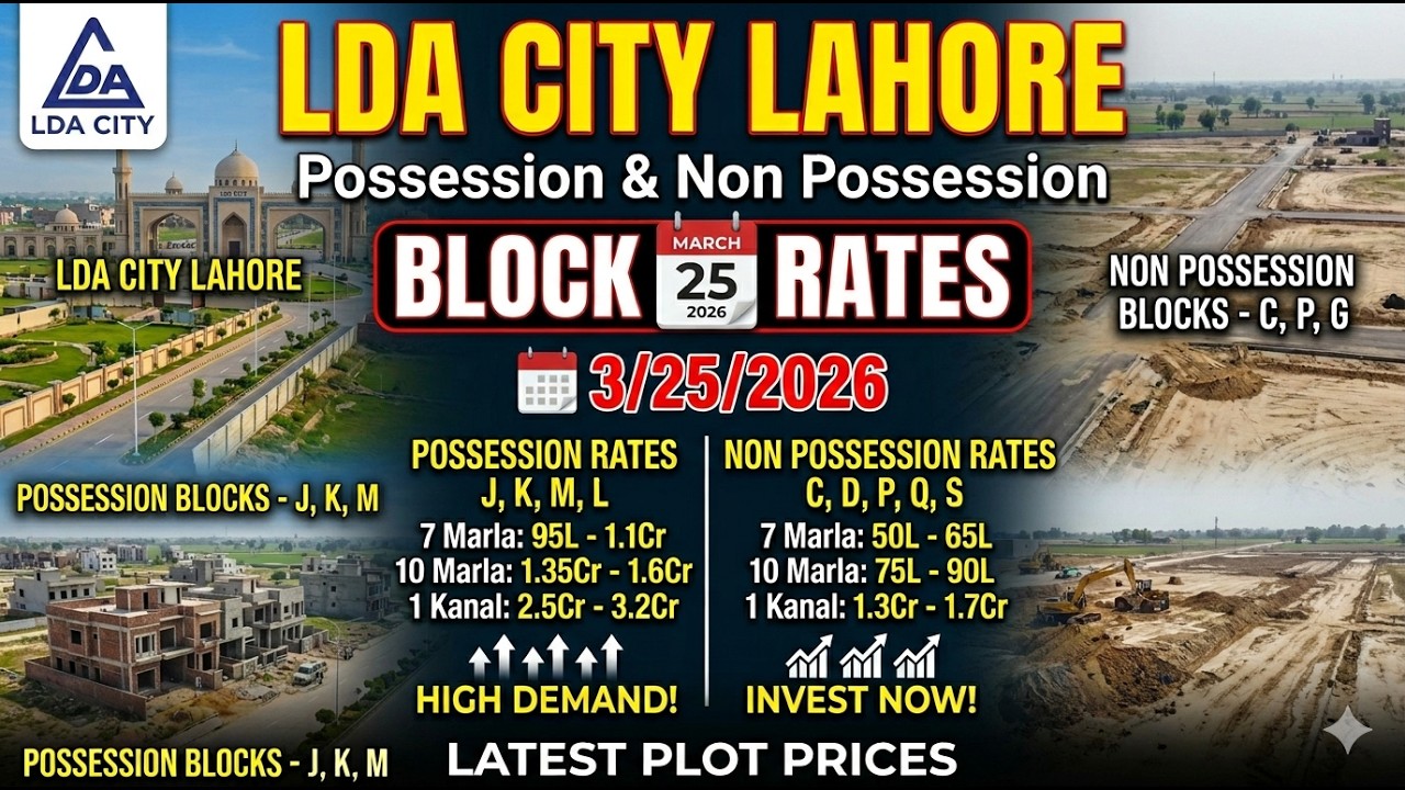 LDA CITY LAHORE Possession and Non Possession Block Rates