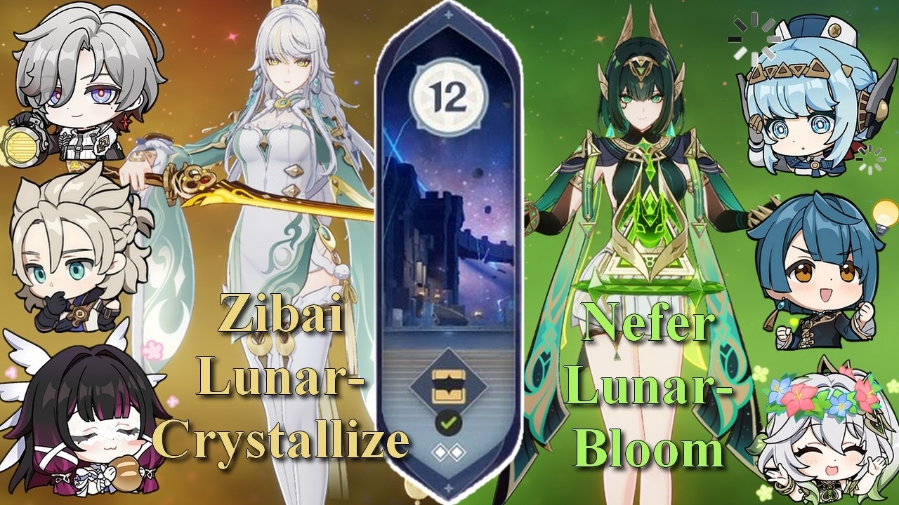 Genshin Impact | Spiral Abyss 6.3 - Floor 12 Zibai Lunar-Crystallize/Nefer Lunar-Bloom(9 csillag)