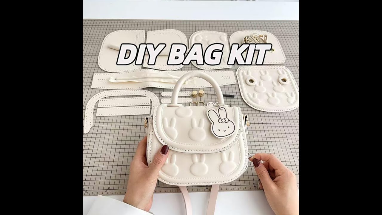 DIY PU Leather Bag Kit, Bunny Charm, Easy Sewing Project