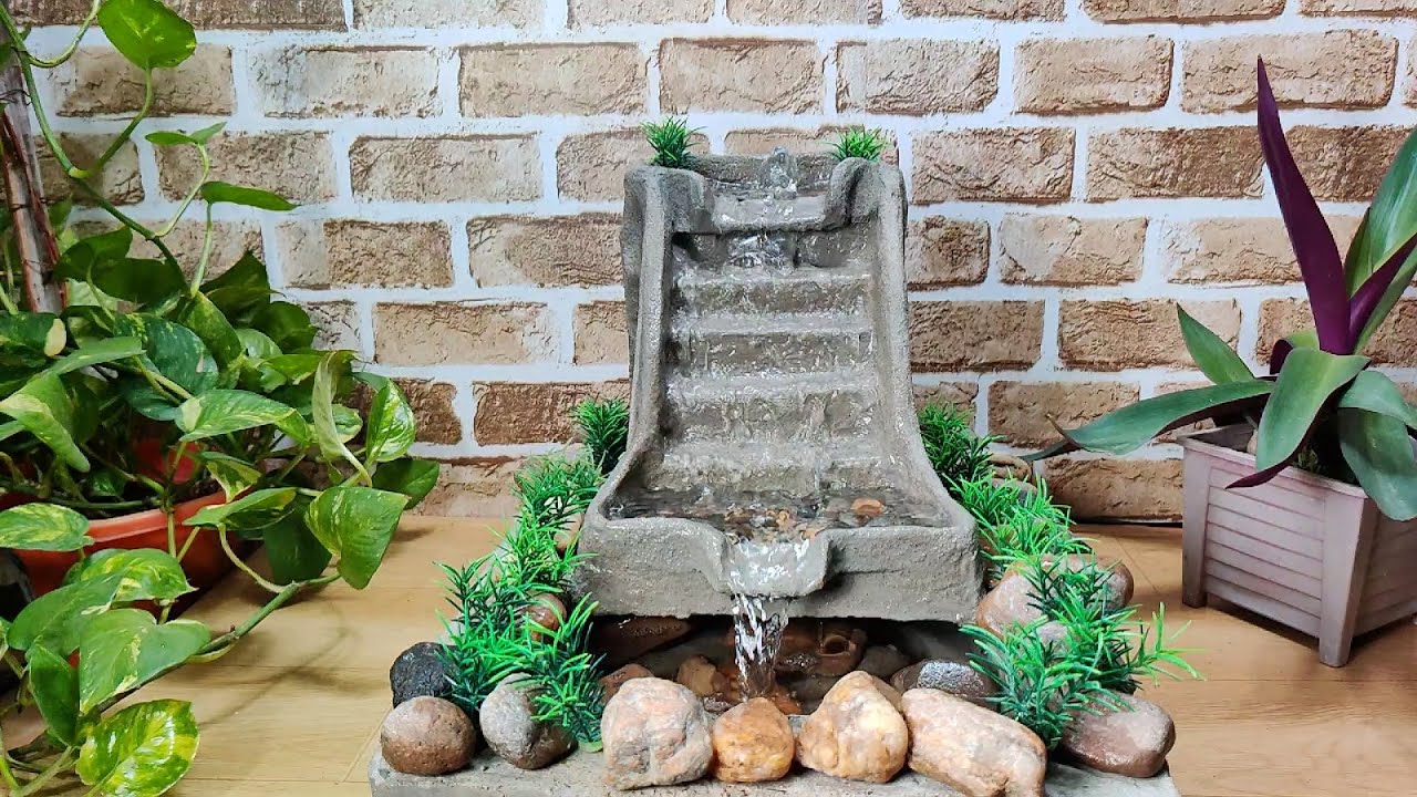 Beautiful amazing waterfall fountain water fountain making at home