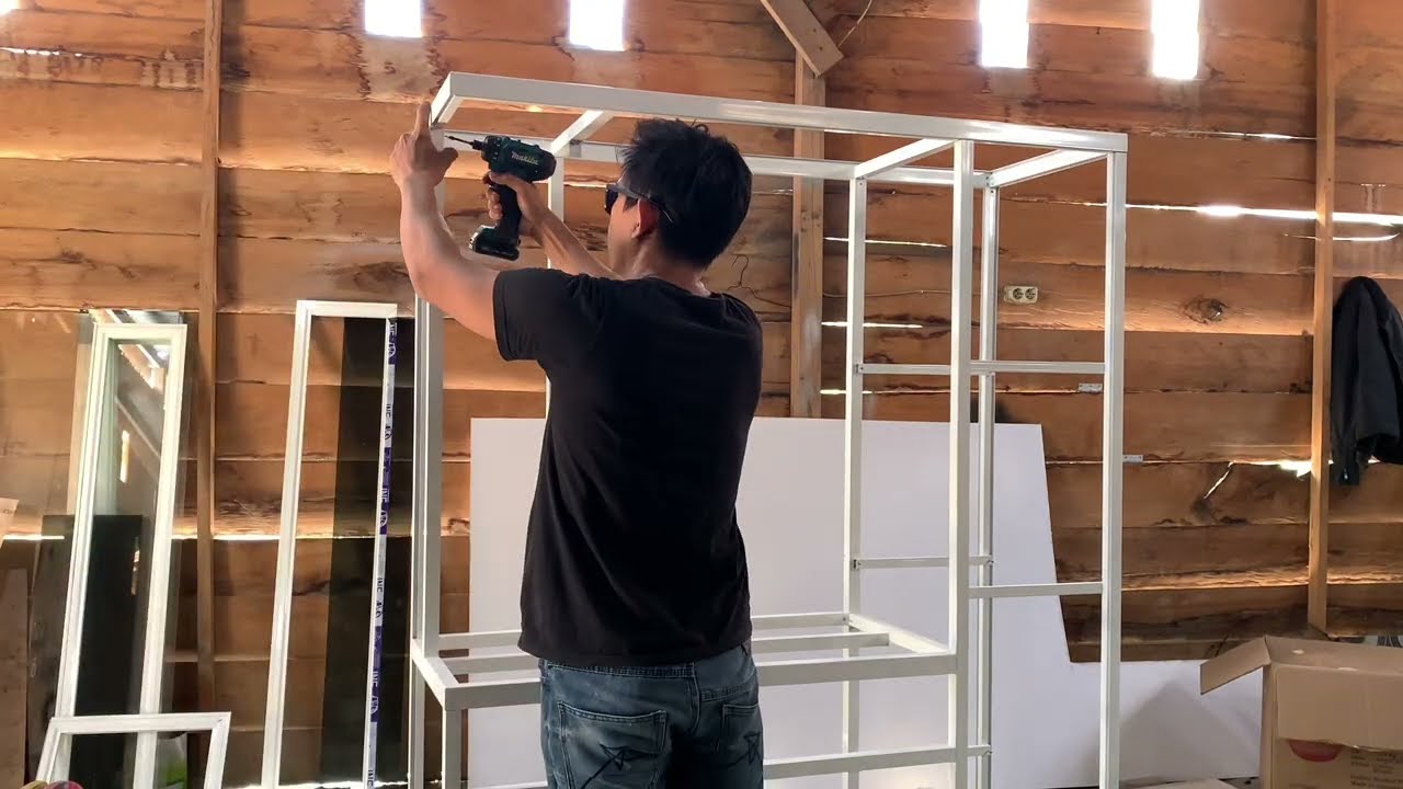 Hollow installation process on aluminum cabinets