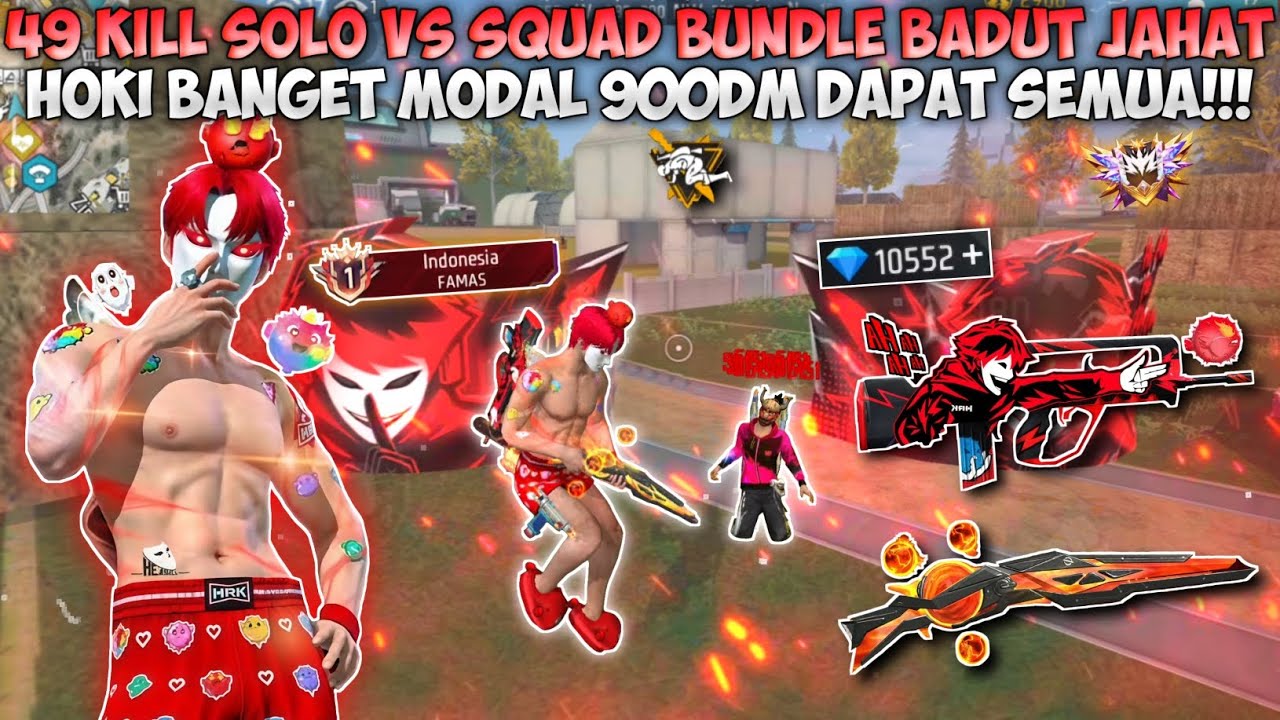 49 KILL SOLO VS SQUAD BUNDLE BADUT JAHAT!! HOKI BANGET MODAL 900DM LANGSUNG DAPAT SEMUA!!