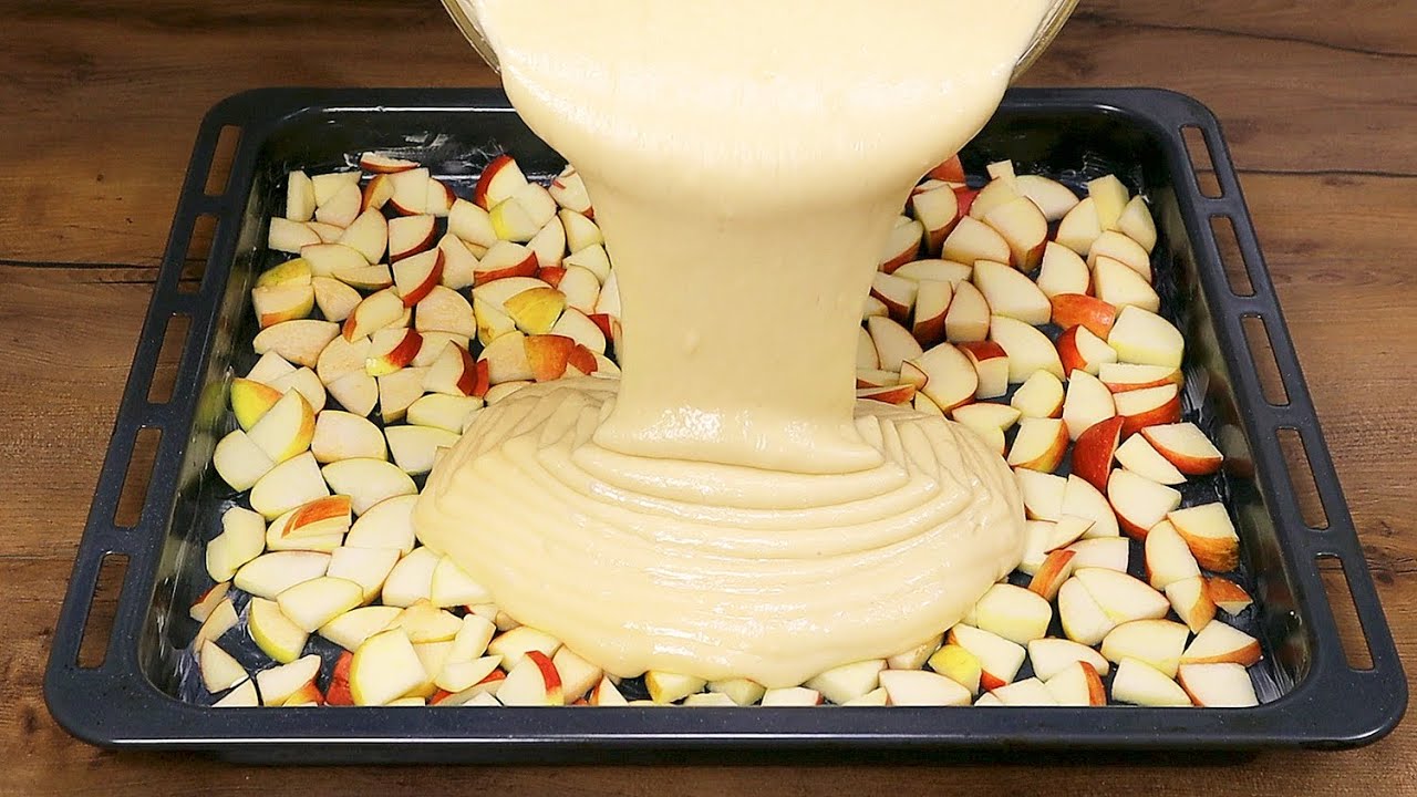 Простой  и вкусный 🍎 яблочный пирог за 5 минут приготовления. Легкий рецепт пирога.