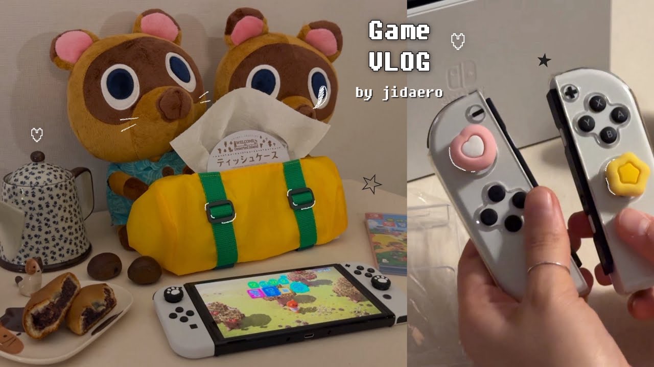 GAME VLOG ☆ | 닌텐도 스위치 OLED 언박싱 . 동물의 숲 . 오타쿠 일상 🎀 日本語字幕